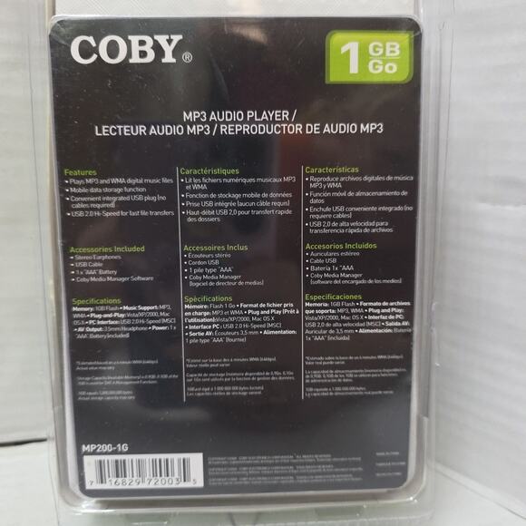 Coby 1 GB MP3 Audio Player 500 Songs MP200-1G Open Box Tested - Picture 4 of 4